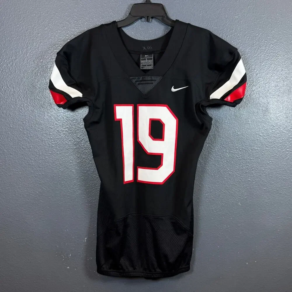 Nike Team Football Pro Mens LARGE #19 black Training Jersey A04794-010